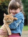 Young Girl and Pet Cat Royalty Free Stock Photo