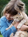 Young Girl and Pet Cat Royalty Free Stock Photo