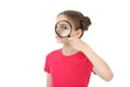 Young girl with magnifying glass