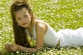 Cute young girl picking flowers Royalty Free Stock Photo