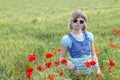 Cute young girl in poppy field Royalty Free Stock Photo
