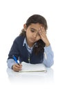 Cute Young Girl Studying Hard Royalty Free Stock Photo