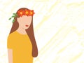 Cute young girl in a wreath of flowers on her head Royalty Free Stock Photo