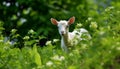 Cute young goat grazing on green meadow in summer generated by AI Royalty Free Stock Photo