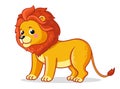 Cute young lion stands on a white background