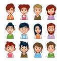 Cute Young Peoples Avatar Character. Cartoon Style Userpic Icon. Vector Royalty Free Stock Photo