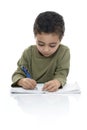 Cute Young Schoolboy Doing Homework Royalty Free Stock Photo