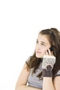 Cute young teenage girl talking on a cellphone Royalty Free Stock Photo