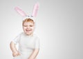 Cute young toddler boy wearing a bunny rabbit costume Royalty Free Stock Photo