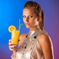 Cute young woman with cocktail Royalty Free Stock Photo