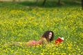 Cute young woman with curly hair Royalty Free Stock Photo