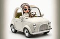 Cute young woman driving a beautiful and stilish car. Generative AI