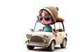 Cute young woman driving a beautiful and stilish car. Generative AI