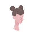 Cute young woman with Eye gel patches. Isolated flat illustration. Relax and cosmetic bady care concept.