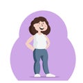 Cute young woman standing. Sportswoman vector flat cartoon illustation.