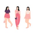 Cute young women. Hand drawn vector illustration