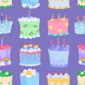Cute youth pattern with cartoon cakes