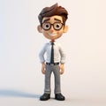 Cartoonish 3d Male Character With Glasses And Tie