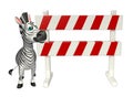 Cute Zebra cartoon character with baracade Royalty Free Stock Photo