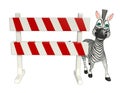 Cute Zebra cartoon character with baracade Royalty Free Stock Photo