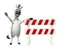 Cute Zebra cartoon character with baracade Royalty Free Stock Photo