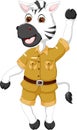 Cute zebra cartoon dancing with waving and smile