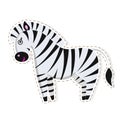 Cute Zebra Cartoon Flat Vector Sticker or Icon