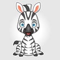 A cute zebra cartoon sitting with a smile.