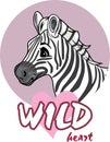 Cute zebra cartoon. Wild heart