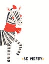 Cute zebra Christmas card