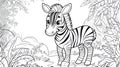 Cute Baby Zebra Coloring Page in Jungle Outline Royalty Free Stock Photo