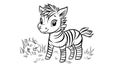 Cute Cartoon Zebra and Foal in Grass Royalty Free Stock Photo