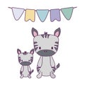 cute zebra with garlands party hanging