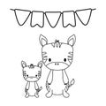 cute zebra with garlands party hanging