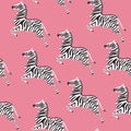 Cute Zebra Safari wild animal seamless pattern vector illustration EPS10 Royalty Free Stock Photo