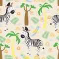 Seamless pattern with zebra in Scandinavian style - vector illustration, eps Royalty Free Stock Photo