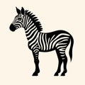 Cute Zebra Silhouette On Beige Background - Simplified Vector Drawing