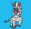 cute zebra teasing bad. cartoon animal nature concept Isolated illustration. Flat Style suitable for Sticker Icon Design Premium