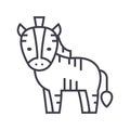 Cute zebra vector line icon, sign, illustration on background, editable strokes Royalty Free Stock Photo