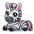 Cute Zebras cartoon isolated on white background, suitable for making stickers and illustrations 3