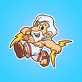 Cute zeus holding lighting bolt cartoon