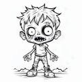 Cute Zombie Child Coloring Page: Aggressive Digital Illustration For Algeapunk Fans