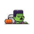 Cute Zombie Rise From The Grave Cartoon Vector Icon Illustration Royalty Free Stock Photo