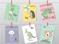 Cute zoo alphabet with funny animals,Letters,Animal alphabet,Learn to read,Vector illustrations