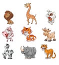 Cute Zoo Animals Collection Color Illustration Design Royalty Free Stock Photo