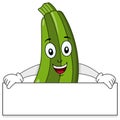 Cute Zucchini Character with Blank Banner