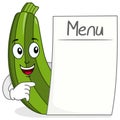 Cute Zucchini Character with Blank Menu