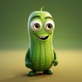 Cute Zucchini Happy Cartoon Character