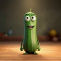 Cute Zucchini Happy Cartoon Character