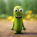 Cute Zucchini Happy Cartoon Character